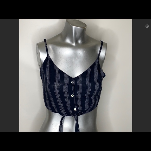 ILLA ILLA Tops - ILLA ILLA Size Medium new with tags crop top blue stripe front tie adjustable